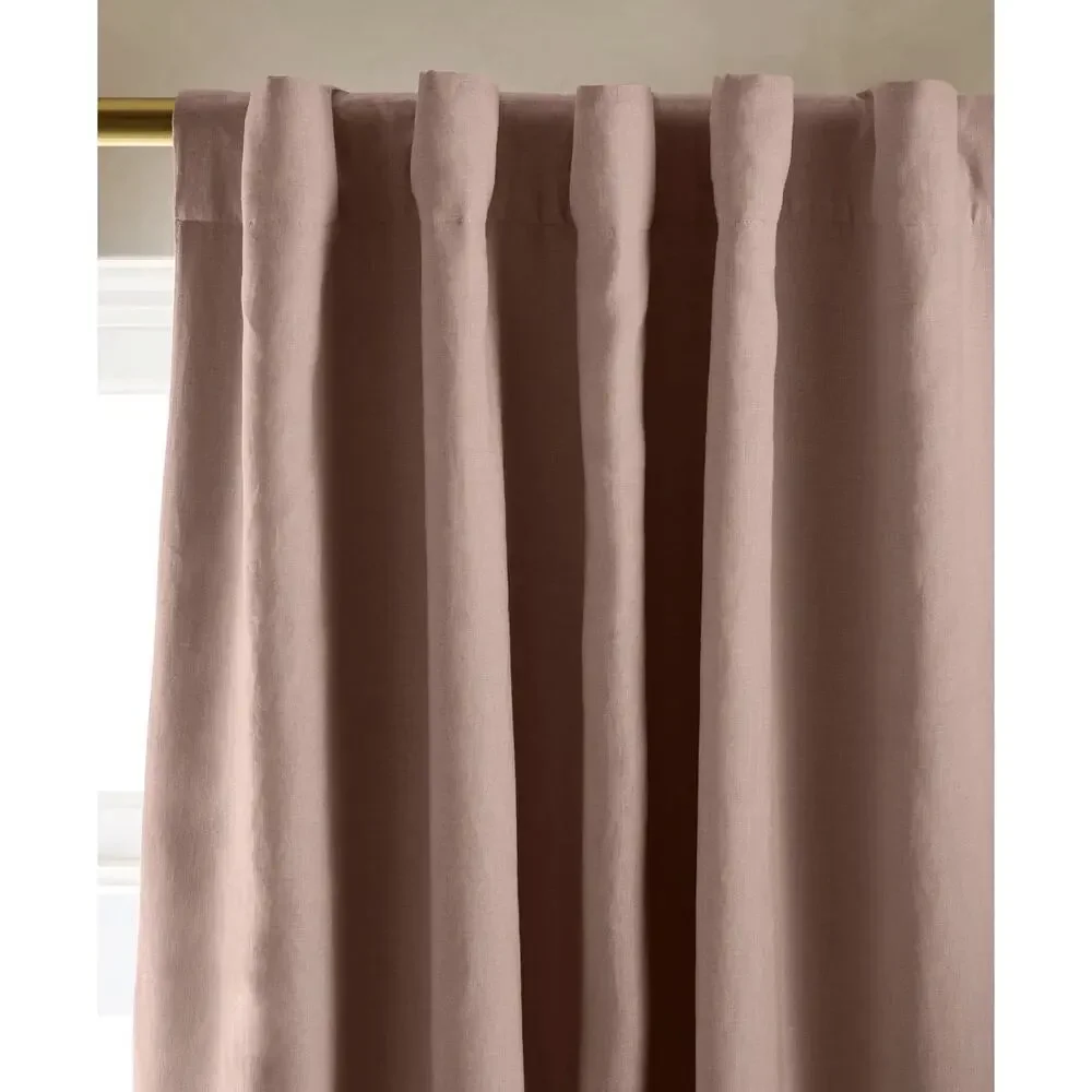 Quince European Linen Room Darkening Curtain Single Panel 96x108 Rose Quartz New